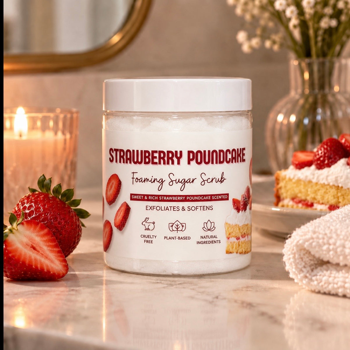 Strawberry Poundcake Foaming Sugar Scrub