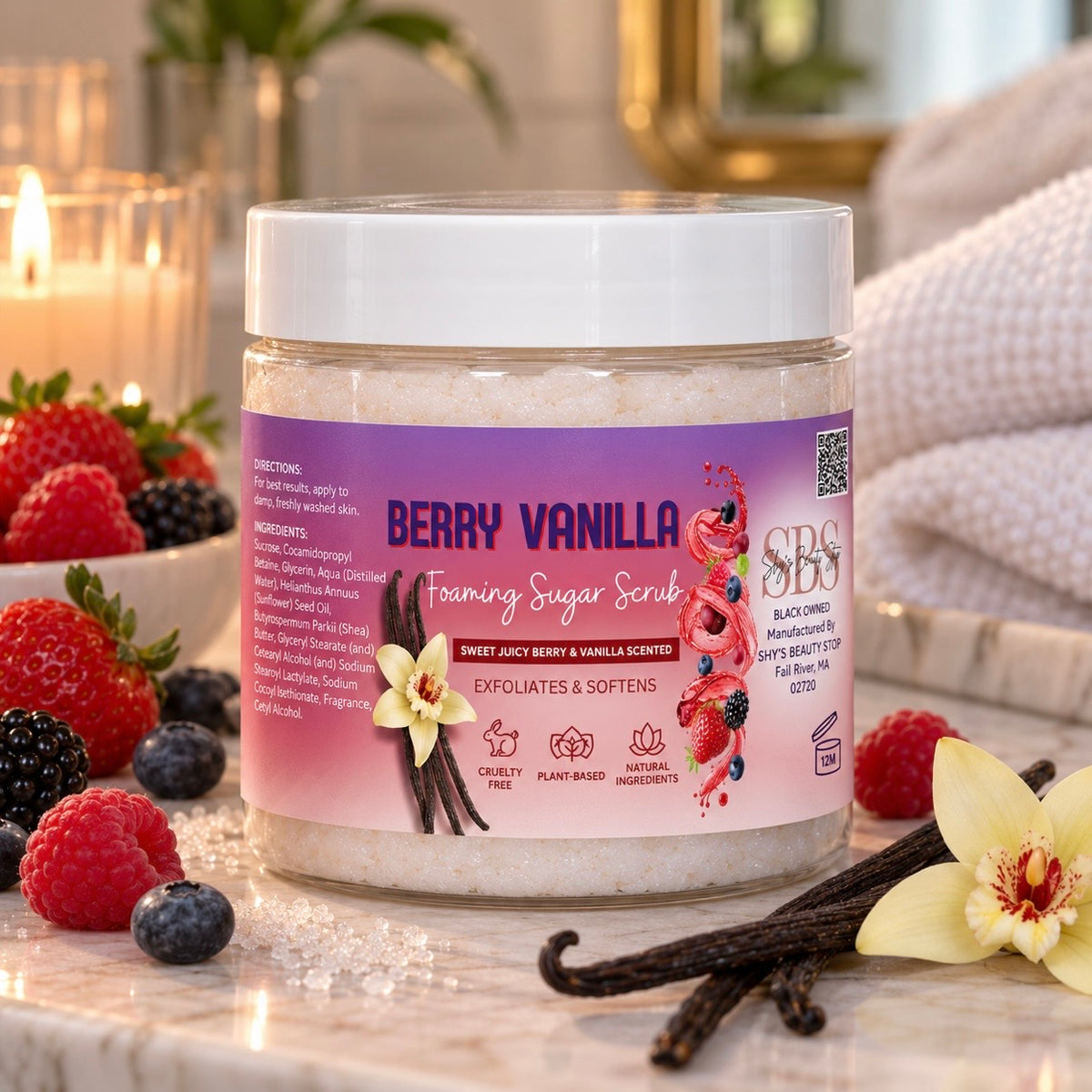 Berry Vanilla Foaming Sugar Scrub